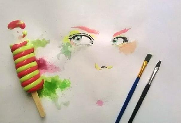 مبدع عراقي يرسم بواسطة الآيسكريم